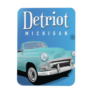 Imán Cartel de viaje vintage de Detroit Michigan EE. UU