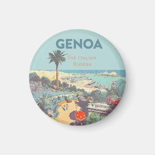 Imán Cartel de viaje vintage de Génova Riviera italiana