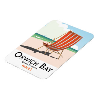 Imán Cartel de viaje vintage de la bahía de Oxwich pení