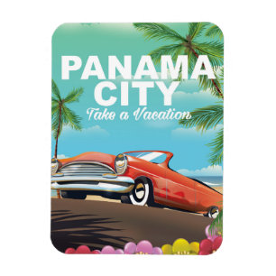 Imán cartel de viaje vintage de la ciudad de panamá