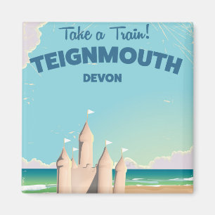 Imán Cartel de viaje vintage de la playa de Teignmouth
