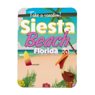 Imán Cartel de viaje vintage de la playa Siesta Florida