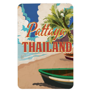 Imán Cartel de viaje vintage de Pattaya Tailandia