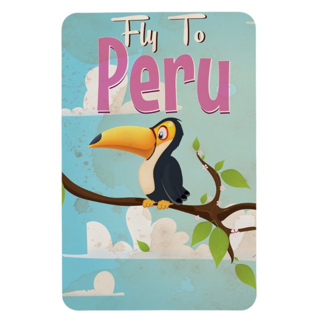 Imán Cartel de viaje vintage de Perú (Vertical)