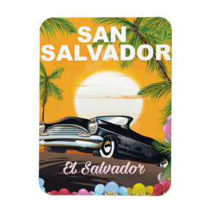 Imán Cartel de viaje vintage de San Salvador