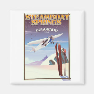 Imán Cartel de viaje vintage de Steamboat Springs color