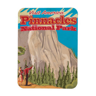 Imán Cartel de viaje vintage del Parque Nacional Pinnac