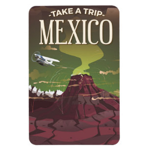 Imán Cartel de viaje vintage del Volcán de México