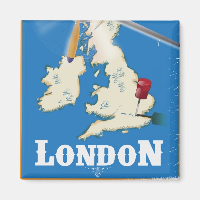 Imán Cartel de Viajes de la Vieja Londres, Inglaterra (Frente)