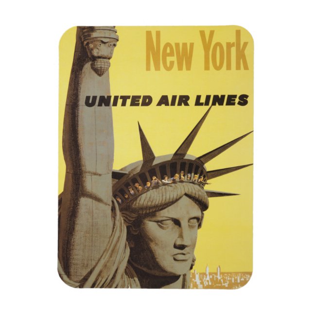Imán Cartel De Viajes Para Nueva York, United Air Lines (Vertical)