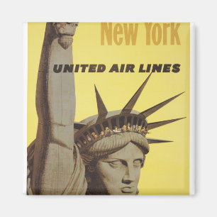 Imán Cartel De Viajes Para Nueva York, United Air Lines