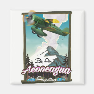 Imán Cartel de vuelo vintage de Aconcagua - Argentina.