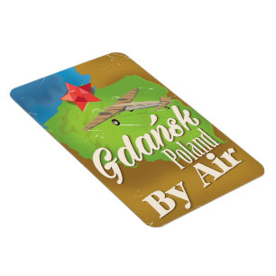 Imán Cartel de vuelo vintage de Gdańsk Polonia