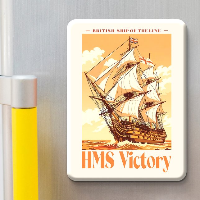 Imán Cartel del HMS Victory Icono Británico de Barco de (HMS Victory Poster Iconic British Ship of the Line. Magnet)