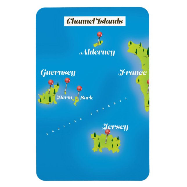 Imán Cartel del mapa de las Islas del Canal. (Vertical)