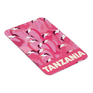 Imán Cartel retro de viaje de flamencos de Tanzania