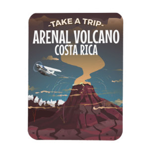 Imán Cartel vintage de dibujos animados del volcán Aren