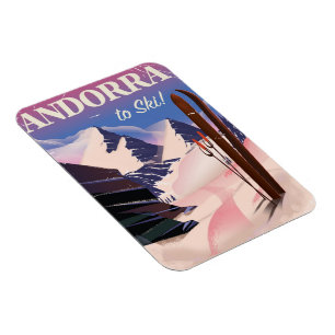 Imán Cartel vintage de esquí de Andorra