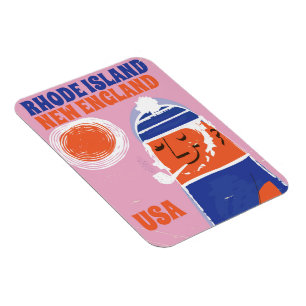 Imán Cartel vintage de Rhode Island, pescador de Nueva 