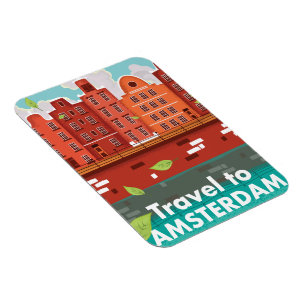 Imán Cartel vintage de viaje a Ámsterdam