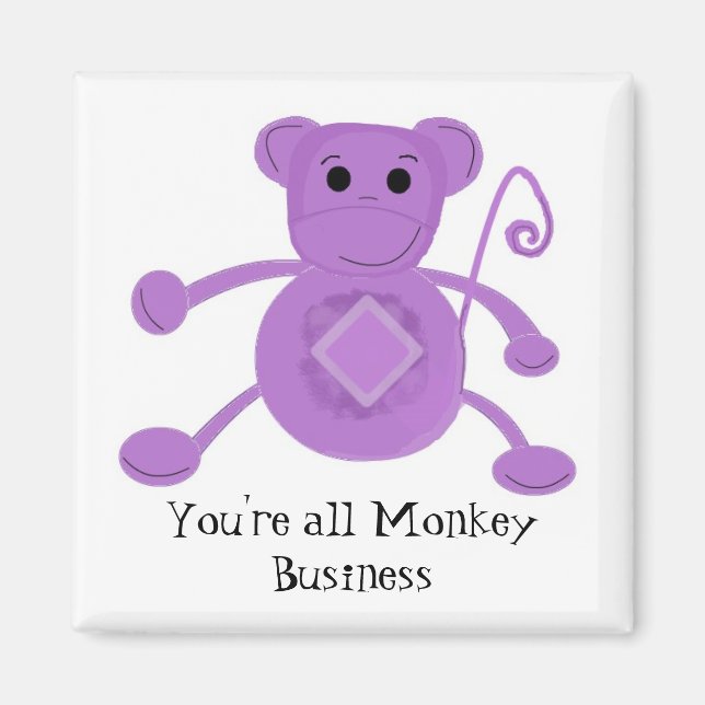 Imán Cartoon Silly Purple Monkey (Frente)