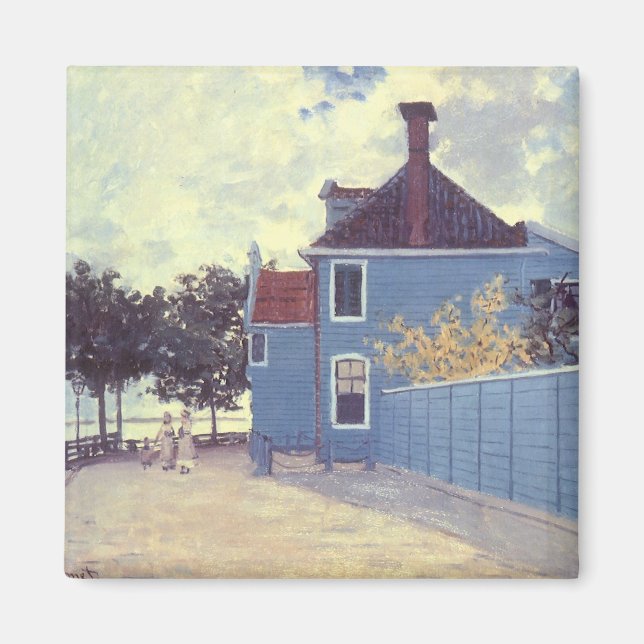 Imán Casa azul en Zaandam de Claude Monet (Frente)