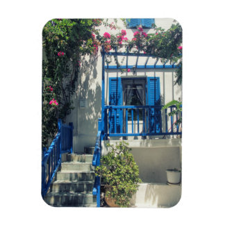 Imán Casa azul y blanca en Mykonos, Grecia