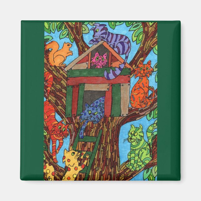 Imán Casa de árbol de gato (Frente)