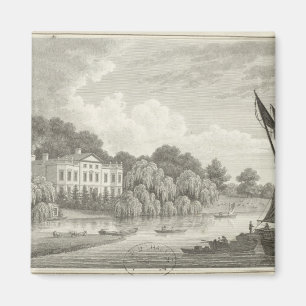 Imán Casa de campo con el lago y los barcos