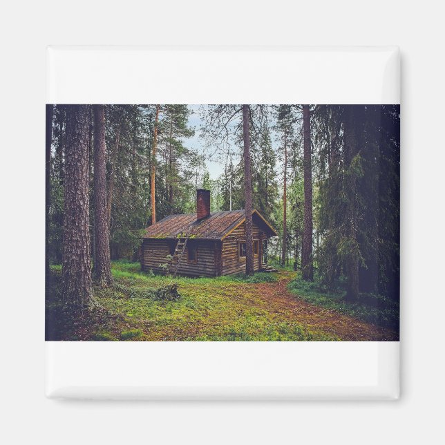 Imán Casa de campo de cabañas de registro paisajes Finl (Frente)