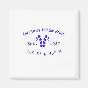 Imán Casa de Navidad de invierno cañas de caramelo azul