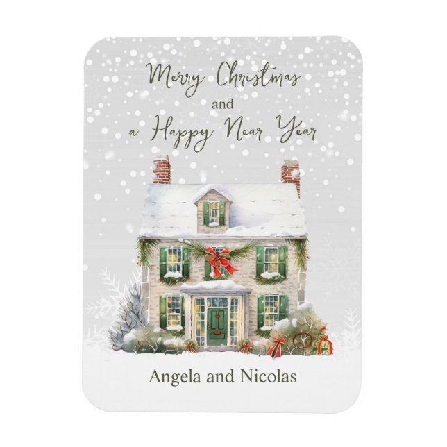 Imán Casa de navidades en nieve (Vertical)