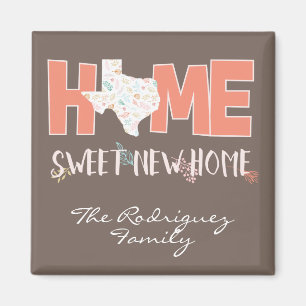 Imán Casa de Peach & Brown, nuevo hogar dulce - Texas
