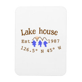 Imán Casa del lago. Fecha año personalizado coordenadas