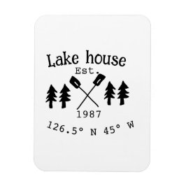 Imán Casa del lago. Fecha año personalizado coordenadas