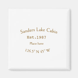 Imán Casa del lago. Fecha año personalizado coordenadas