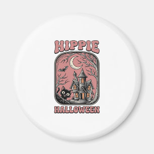 Imán Casa embrujada de gato de Halloween Hippie Diseño 