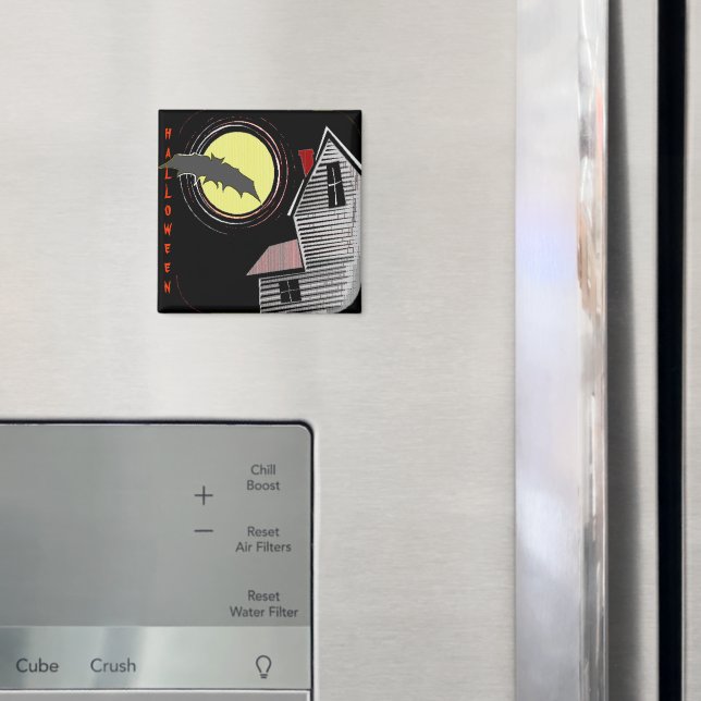 Imán Casa embrujada Luna llena y Bat (In situ (nevera))