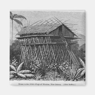Imán Casa en el pueblo de Arfak de Memiwa, Nueva Guinea