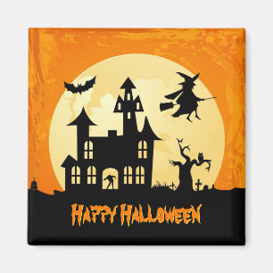 Imán Casa encantada del claro de luna de Halloween en