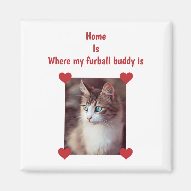 Imán Casa Furball Buddy Cat Dog Mom Sube Photo Hearts (Frente)