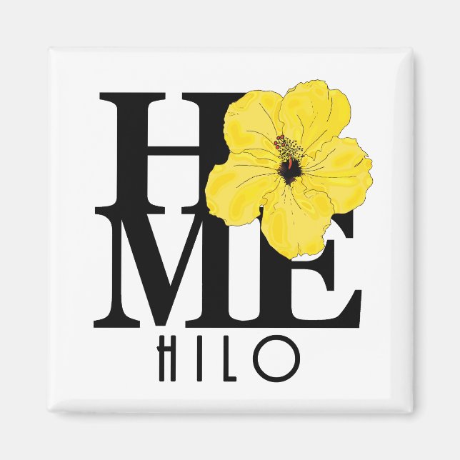 Imán CASA Hilo Hawaii Amarillo Hibiscus (Frente)