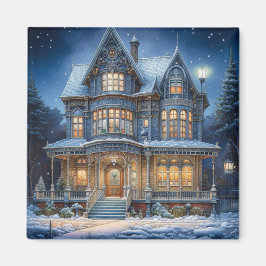 Imán Casa iluminada en vísperas de Navidades