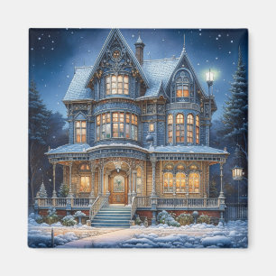 Imán Casa iluminada en vísperas de Navidades