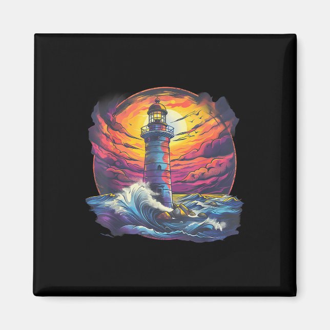 Imán Casa junto al mar con faro y veleros (Frente)