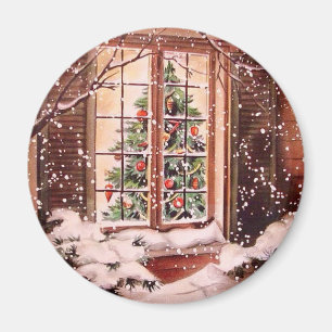 Imán Casa navideña Vintage Merry