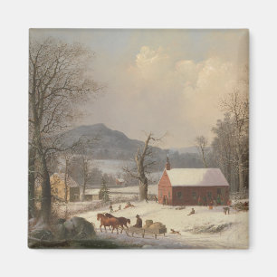 Imán Casa roja de la escuela (escena) del país 1858