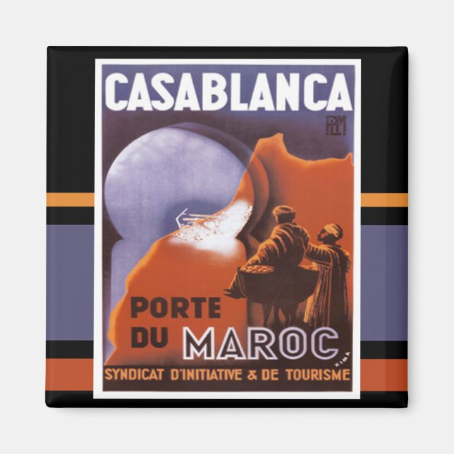 Imán Casablanca Turismo Vintage Magnet (Frente)