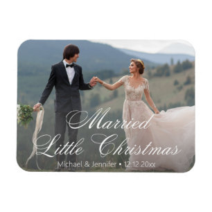 Imán casados pequeña foto de boda de navidad vacaciones