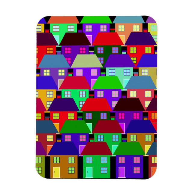 IMÁN CASAS COLORIDAS COMUNIDADES CASERAS (Vertical)